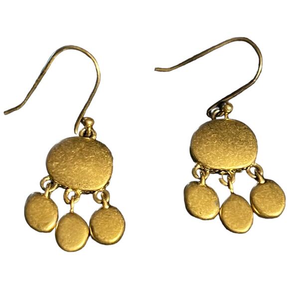 Vintage 90s Liz Claiborne Gold Chandelier Drop Dangle Earrings Signed LC - Picture 2 of 4